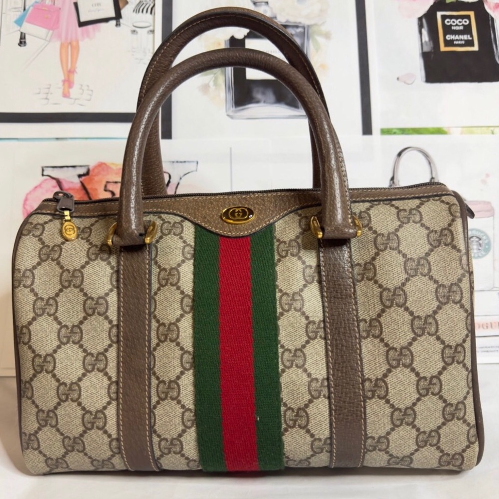Gucci Supreme Sherry Line Mamogram Boston Bag - Picture 11 of 15